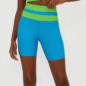 NWT Beach Riot Samantha colorblock blue green ribbed swim surf bike shorts